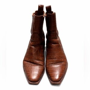 Dolce Vita Brown Crocodile Pattern Heeled Boots